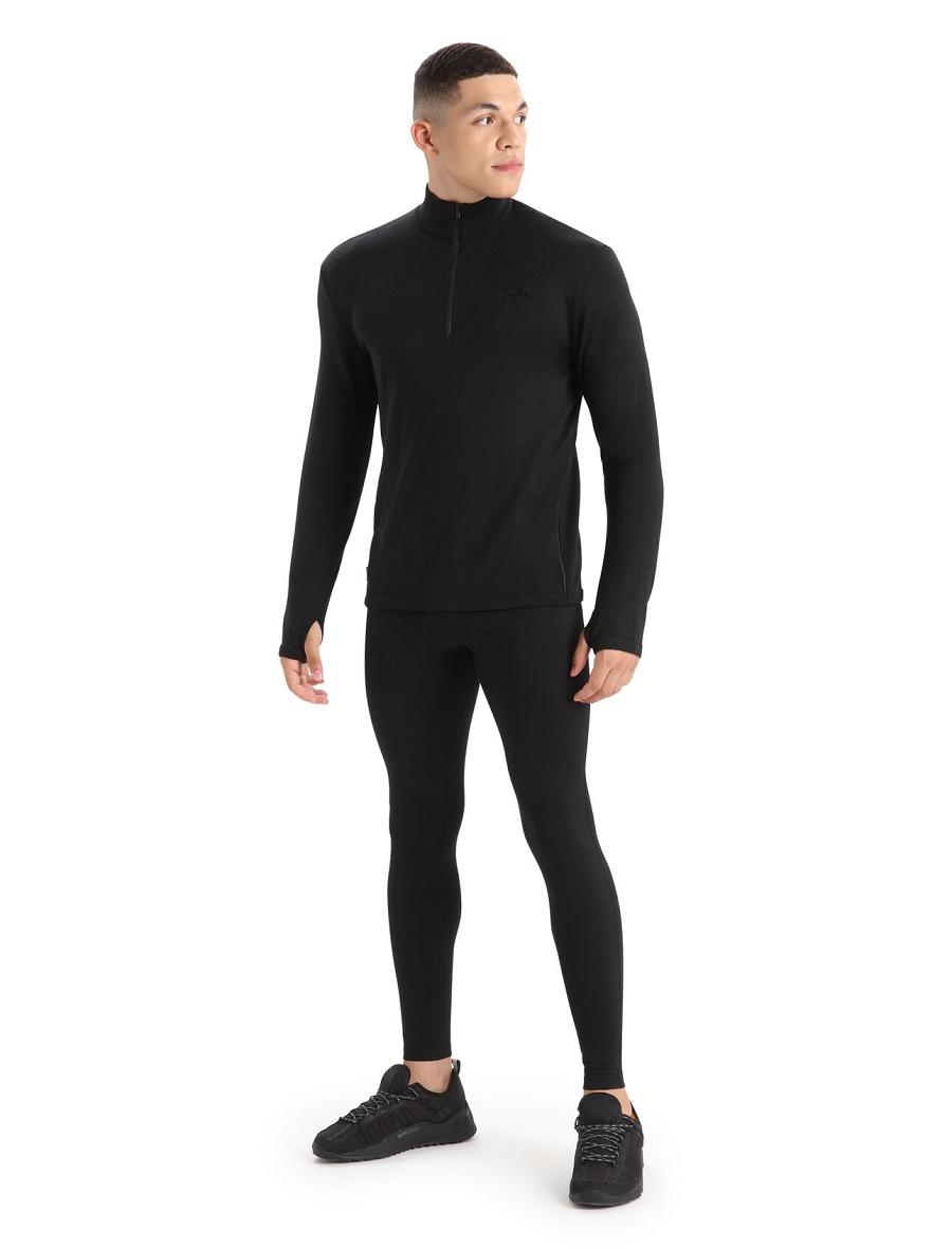 Men's Icebreaker Merino Original Long Sleeve Half Zip Hoodie Black | CA 1675TCEV